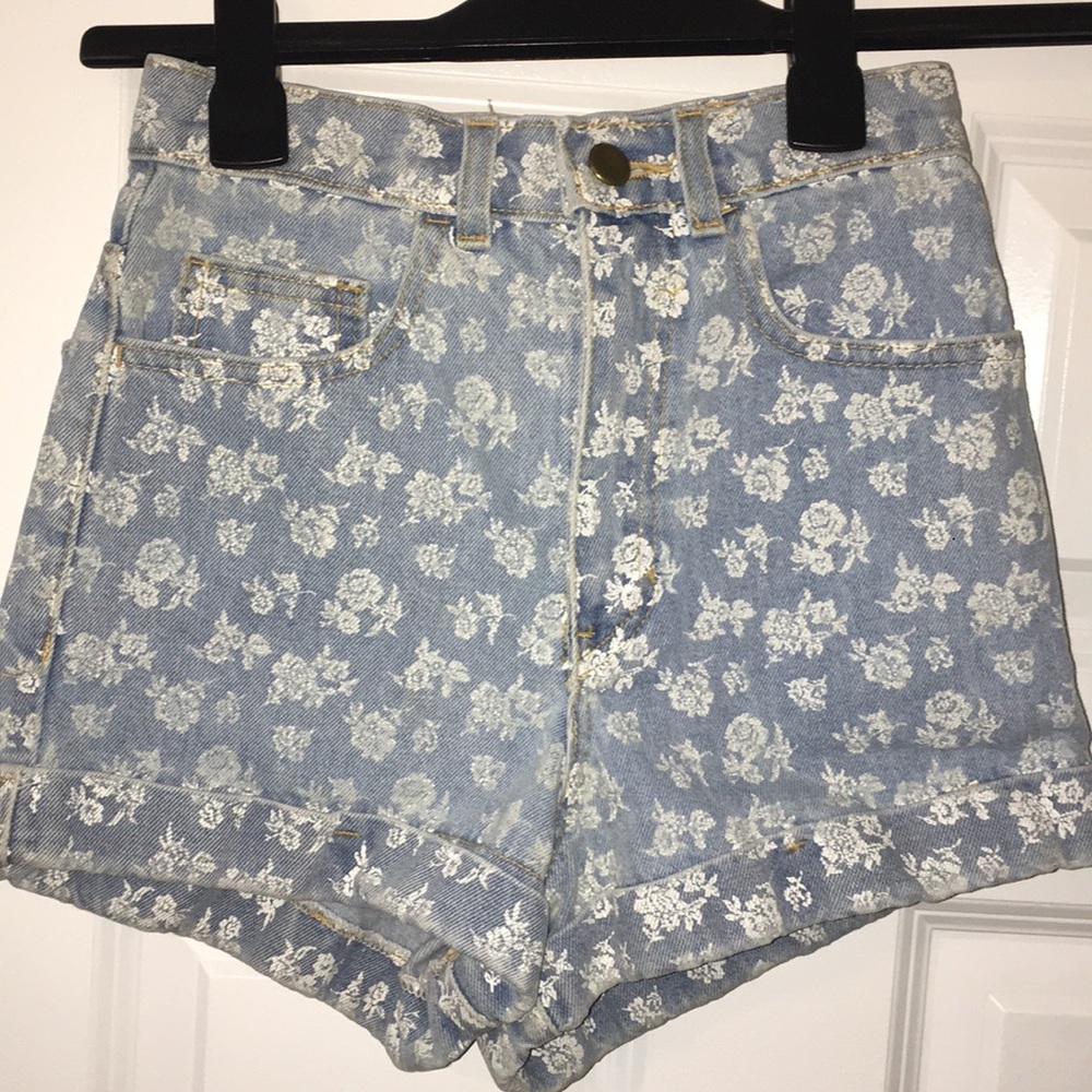American Apparel High Waisted Jean Shorts